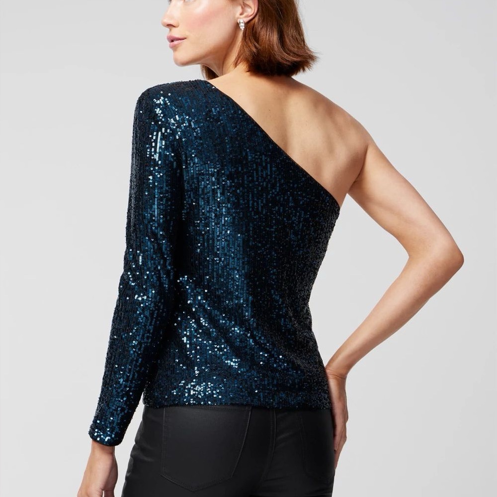 WHBM Sequin One Shoulder Top Size Small - Picture 2 of 5